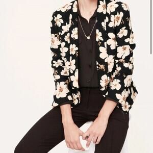 Ann Taylor Loft Floral Open Drape-Front Blazer